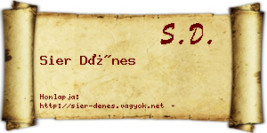 Sier Dénes névjegykártya